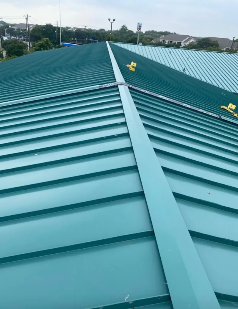 Green commercial metal roof ridge and valley for Metal Roof Repair in Ephraim